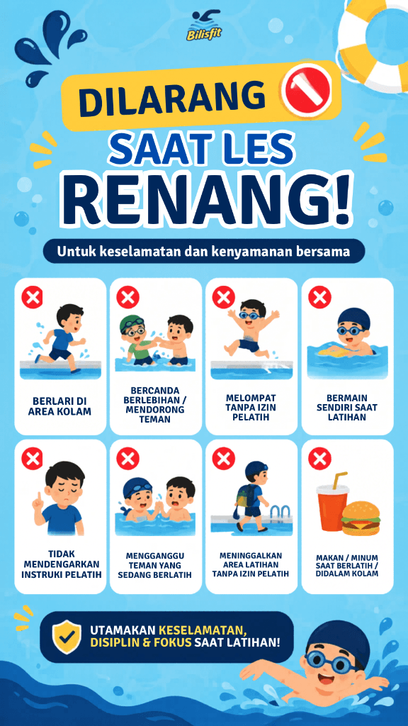 Poster Dilarang Saat Les Renang Bilisfit